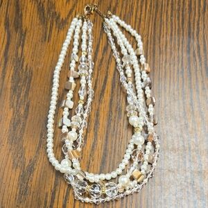 Premeir DESIGNS Multi-Strand Pearl and Crystal Necklace 18 INCH
